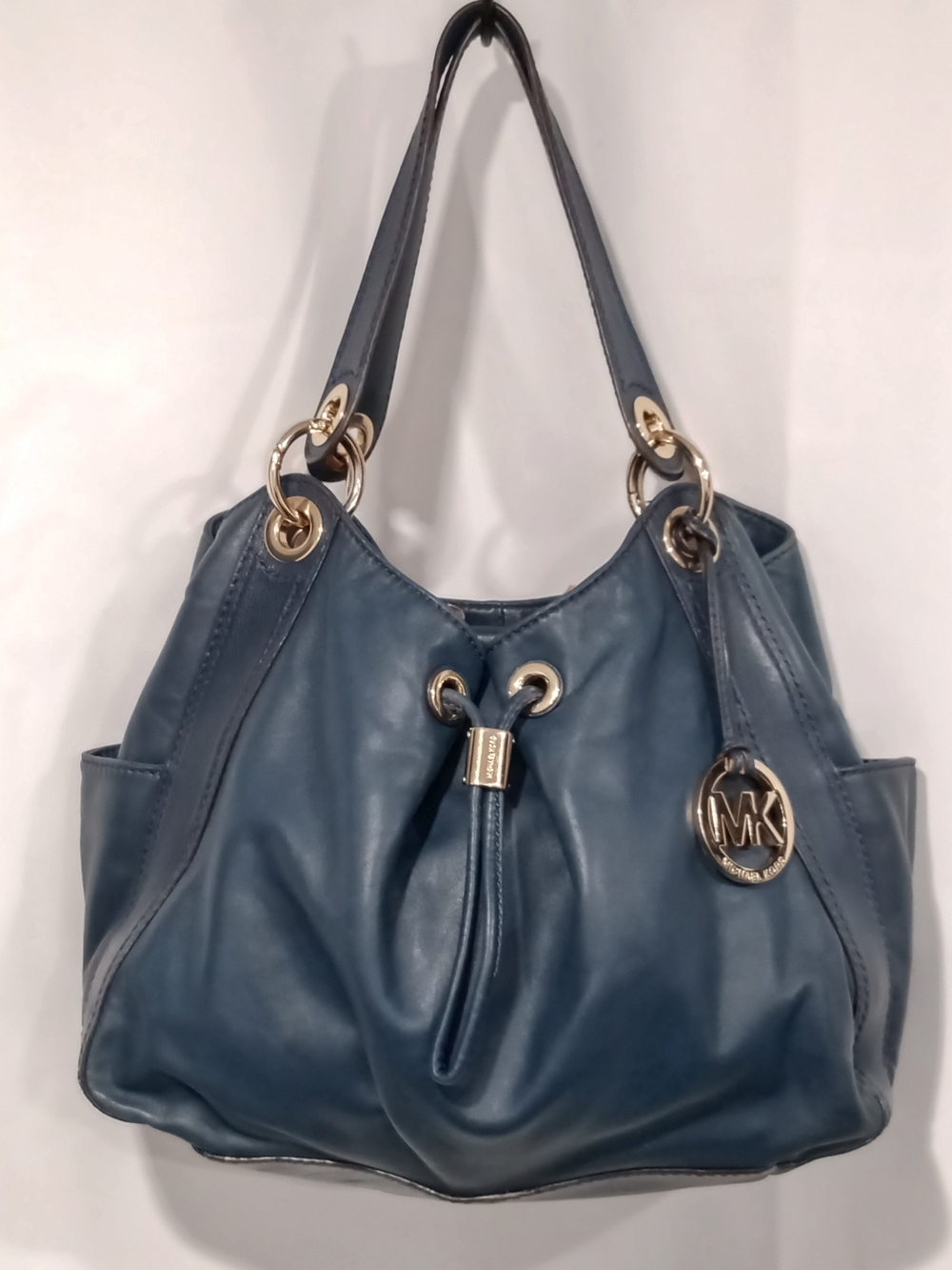 Michael Kors Ludlow Navy Blue Lambskin Hobo Shoulder Bag
